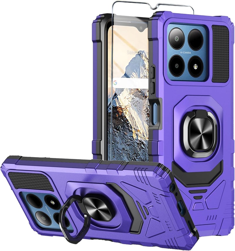 Mocotto for Boost Summit 5G Phone Case with Tempered Glass Screen Protector,Military Grade Heavy Duty Shockproof Protective Cover,with Ring Kickstand (Boost Summit 5G,Purple) - Image 1